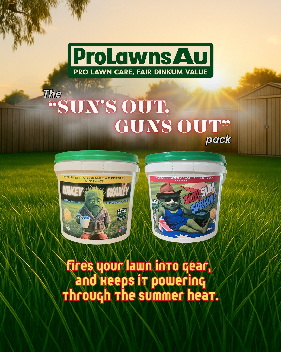 The “Sun’s Out, Guns Out” Pack (Wakey Wakey + Slip, Slop, Spread!)