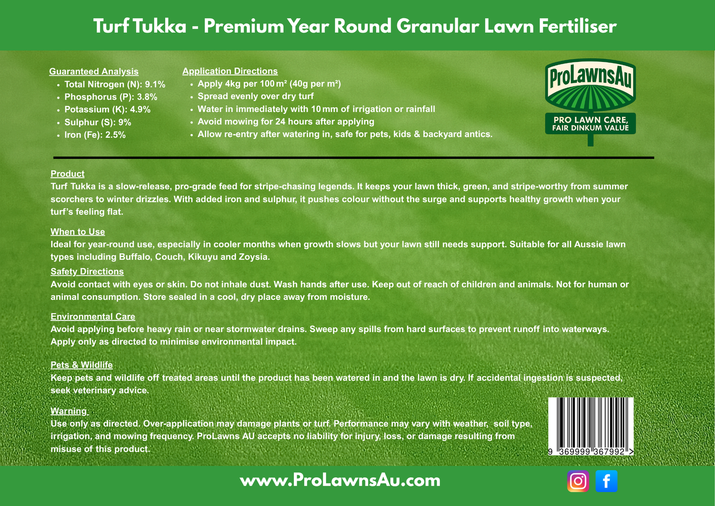 Turf Tukka - Premium Year Round Granular Fertiliser.