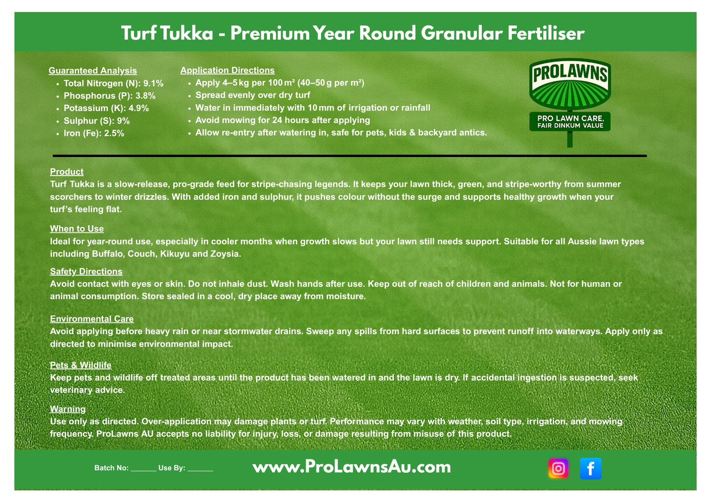 Turf Tukka - Premium Year Round Granular Fertiliser.