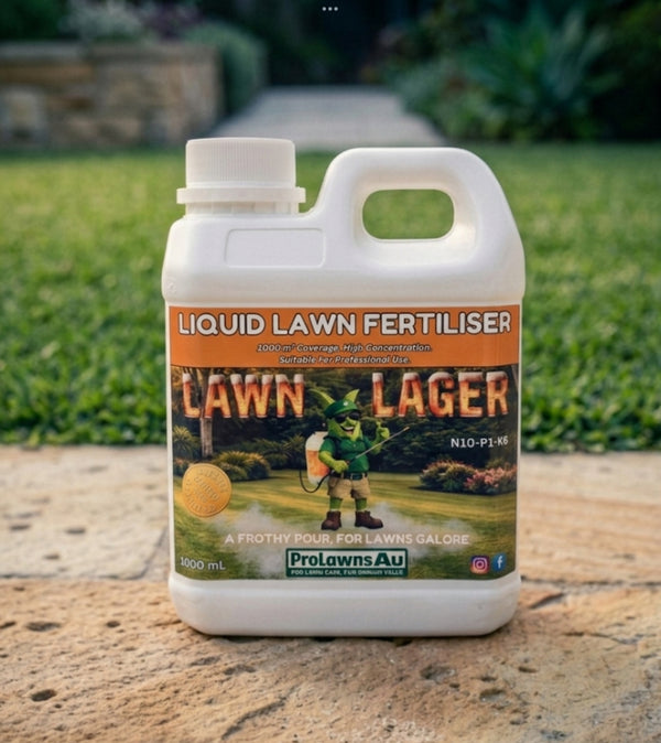 Lawn Lager - Liquid Lawn Fertiliser - 1lt - N10-P1-K6 - 1000m2 Coverage.