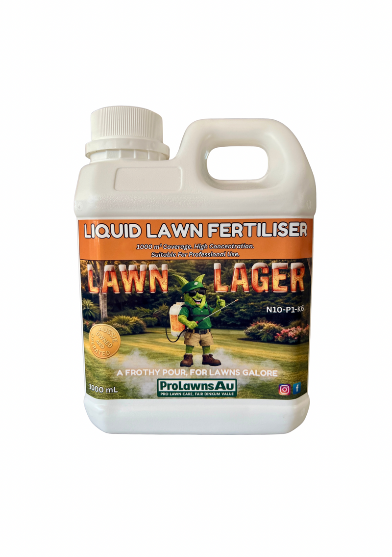 Lawn Lager - Liquid Lawn Fertiliser - 1lt - N10-P1-K6 - 1000m2 Coverage.